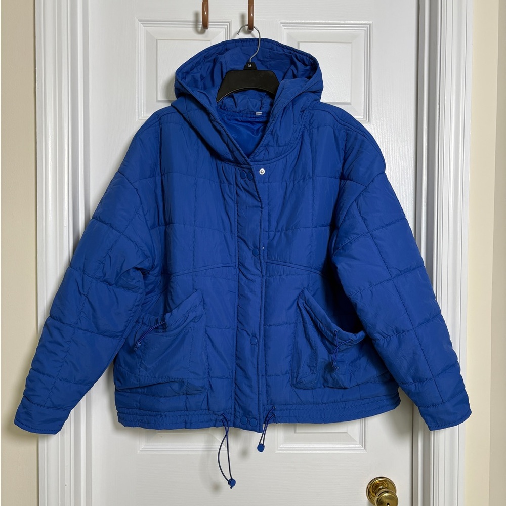 Blue Hooded Puffer Jacket